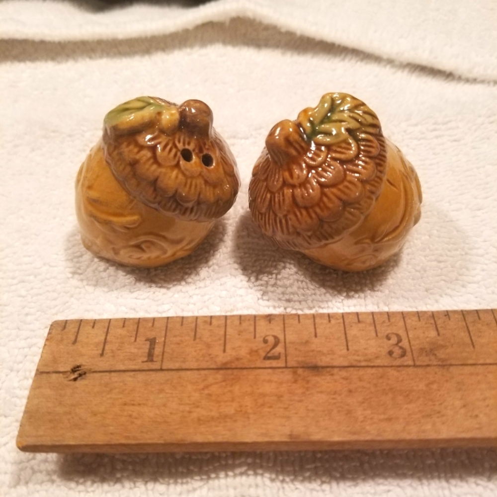 Acorn Salt Pepper Shaker set FALL Table Set Vintage Adorable